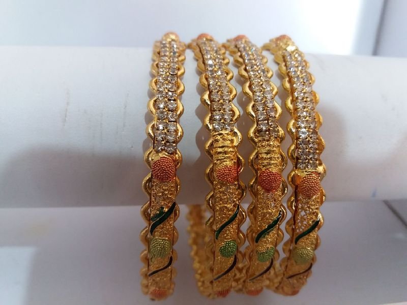 Zig Zag Diamond Meena Bangles 01