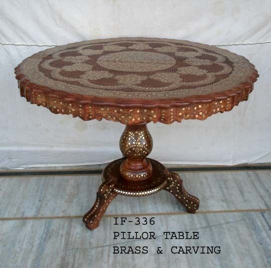 Wooden Round Pillar Table (IF-336)