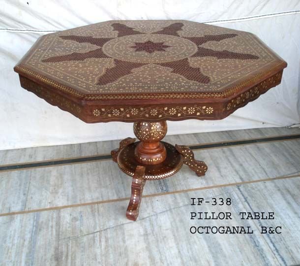 Wooden Round Pillar Table (IF-338)