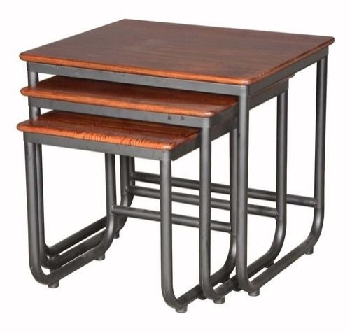 Round Tube Leg Wooden Stool Set