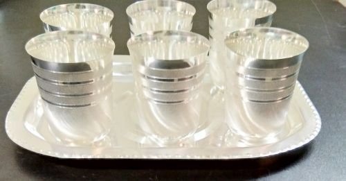 Silver Coated Six Glass With Tray 01