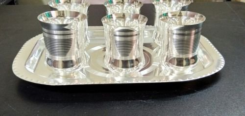 Silver Coated Six Glass With Tray 02
