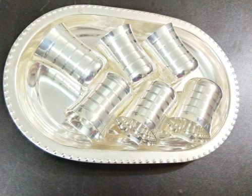 Silver Coated Six Glass With Tray 03
