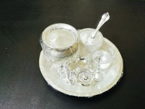 Silver Coated Taman Pooja Thali 01