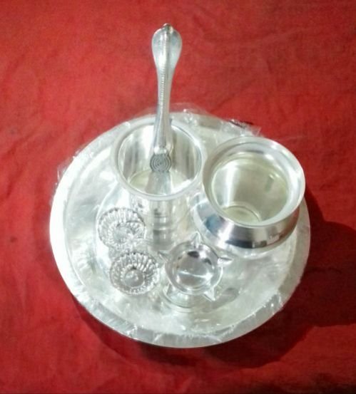 Silver Coated Taman Pooja Thali 02