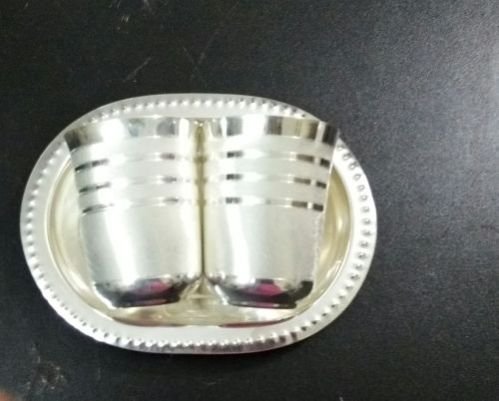 Silver Coated Two Glass With Tray 02