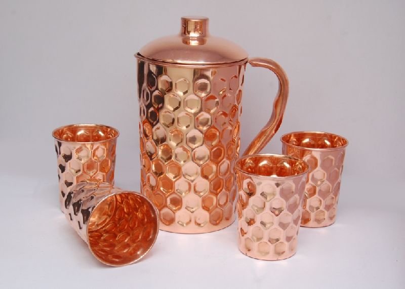 Copper Hammered Jug Set 01
