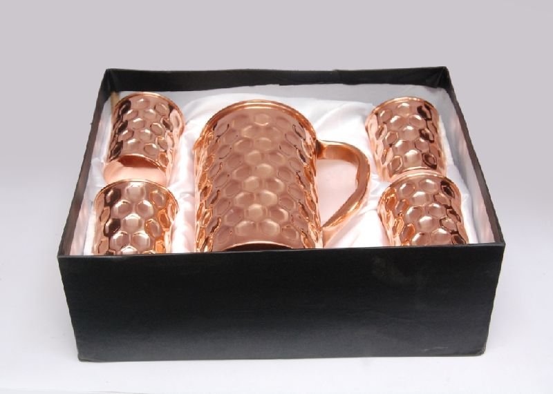 Copper Hammered Jug Set 02