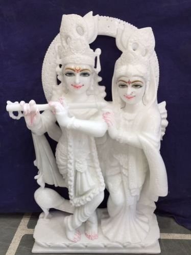 A 17 Marble Radha Krishna Statue