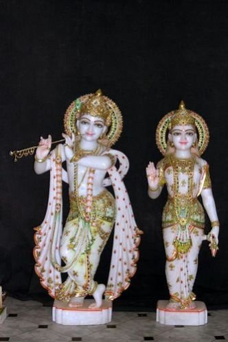 A 19 Marble Radha Krishna Statue