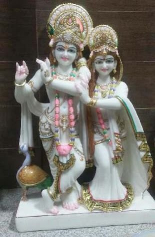 A 21 Marble Radha Krishna Statue