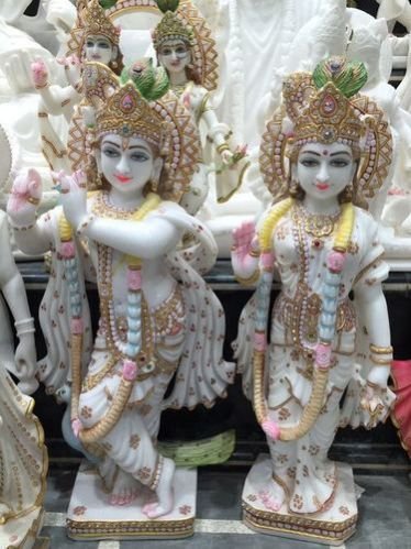 A 22 Marble Radha Krishna Statue