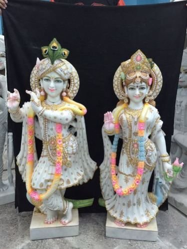 A 23 Marble Radha Krishna Statue
