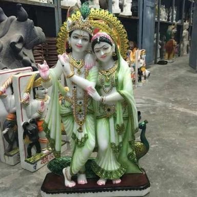 A 4 Marble Radha Krishna Statue