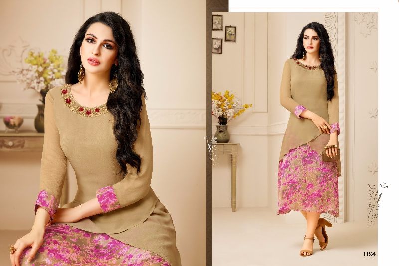 1194 - Georgette Embroidered Kurtis