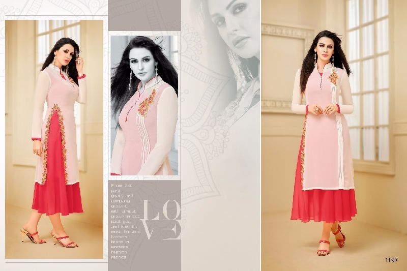 1197 - Georgette Embroidered Kurtis