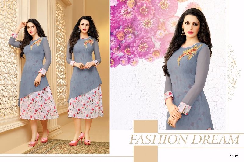 1198 - Georgette Embroidered Kurtis