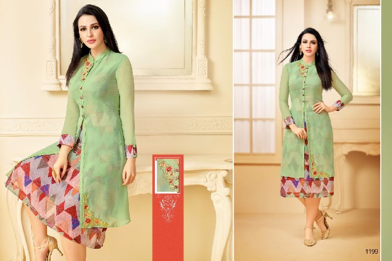 1199 - Georgette Embroidered Kurtis
