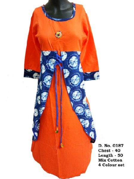 D. N0.. - 0187-  Ladies Mix Cotton Kurtis