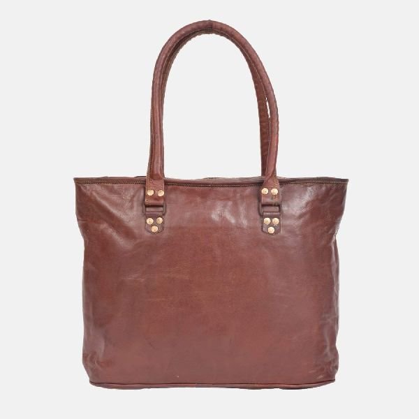 Ladies Leather Handmade Tote Bag With Zip Top Brannigan 01