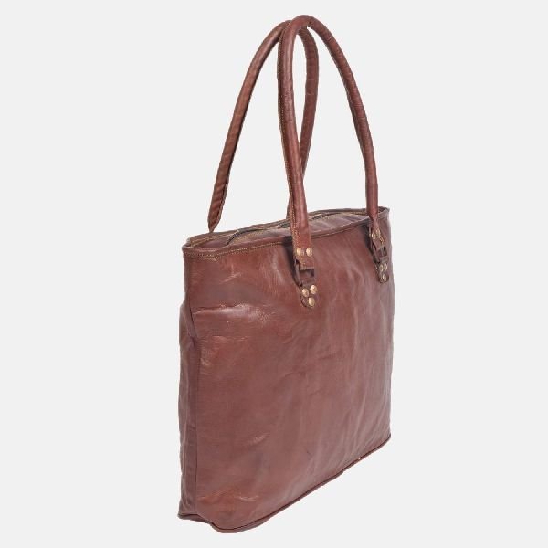 Ladies Leather Handmade Tote Bag With Zip Top Brannigan 02