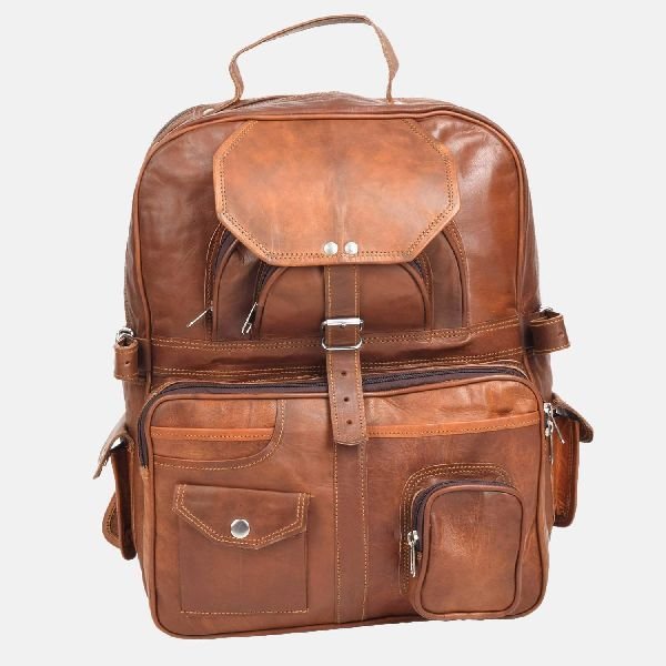 Large Leather Rucksack With Pockets Smith 01