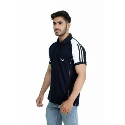 HiFlyers Mens Black Spandex Slim Fit Polo T-Shirt TN52