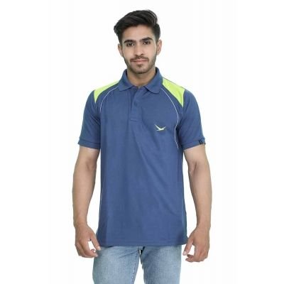 HiFlyers Mens Blue Spandex Slim Fit Polo T-Shirt TN52