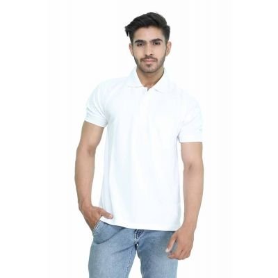 HiFlyers Mens White Spandex Slim Fit V-Neck T-Shirt TN52