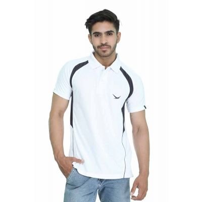 HiFlyers Mens White Spandex Slim Fit V-Neck T-Shirt TS096