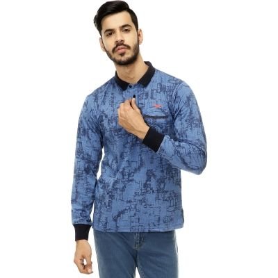 TT Collar Full Sleeves Blue T-Shirt TS-112