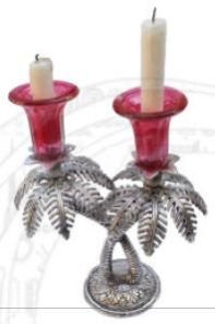 Oxidized Double Palm Candle Holder