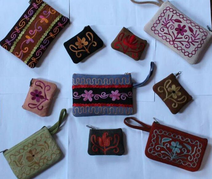 Handmade Embroidered Suede Pouches 03