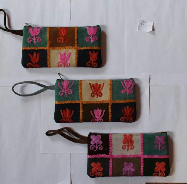 Handmade Embroidered Suede Pouches 10