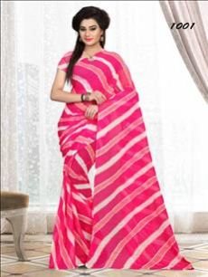 1001 Magenta Printed Laheriya Chiffon Saree