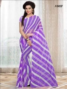 1003 Lavender Printed Laheriya Chiffon Saree