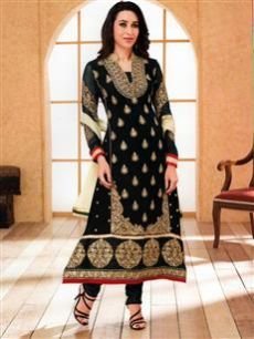 1005 Black and Golden Georgette Anarkali Suit