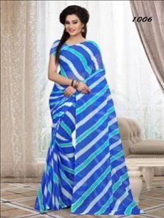 1006 Royal Blue Printed Laheriya Chiffon Saree