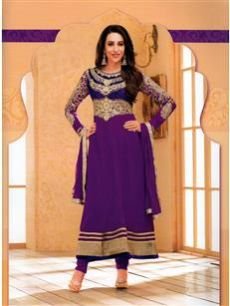 1008 Purple and Golden Georgette Anarkali Suit