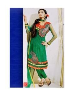13 Orange and Sea Green Net Anarkali Suit