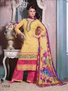 17018 Light yellow & Pink Designer Plazo Suit