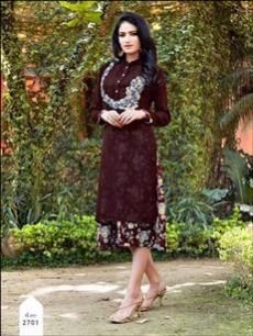 2701 Dark Brown Designer Kurti