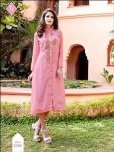 2703 Dull Pink Designer Kurti