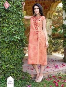 2705 Orange Designer Kurti