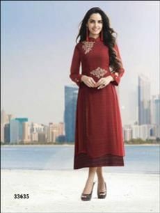 33635 Falu Red Designer Kurti