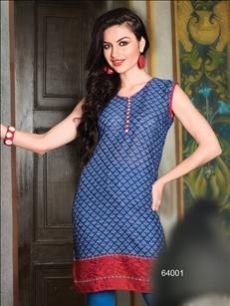 64001 Navy Blue Ladies Short Kurti