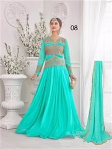 66002 Aqua Green Party Wear Gown