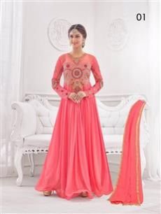 66002 Light Red Party Wear Gown