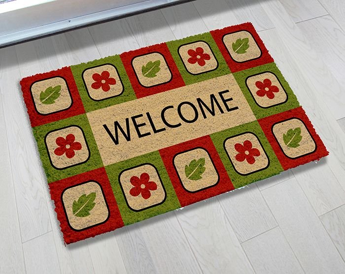 Bleach Printed PVC Tufted Coir Mat (LE-1384)