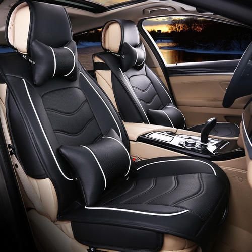 Leather Waterproof Black Car Seat Cover 01
